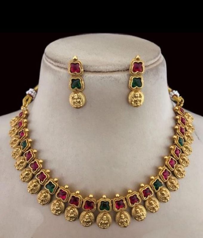 Gold Plated Traditional South Necklace Set-GP030