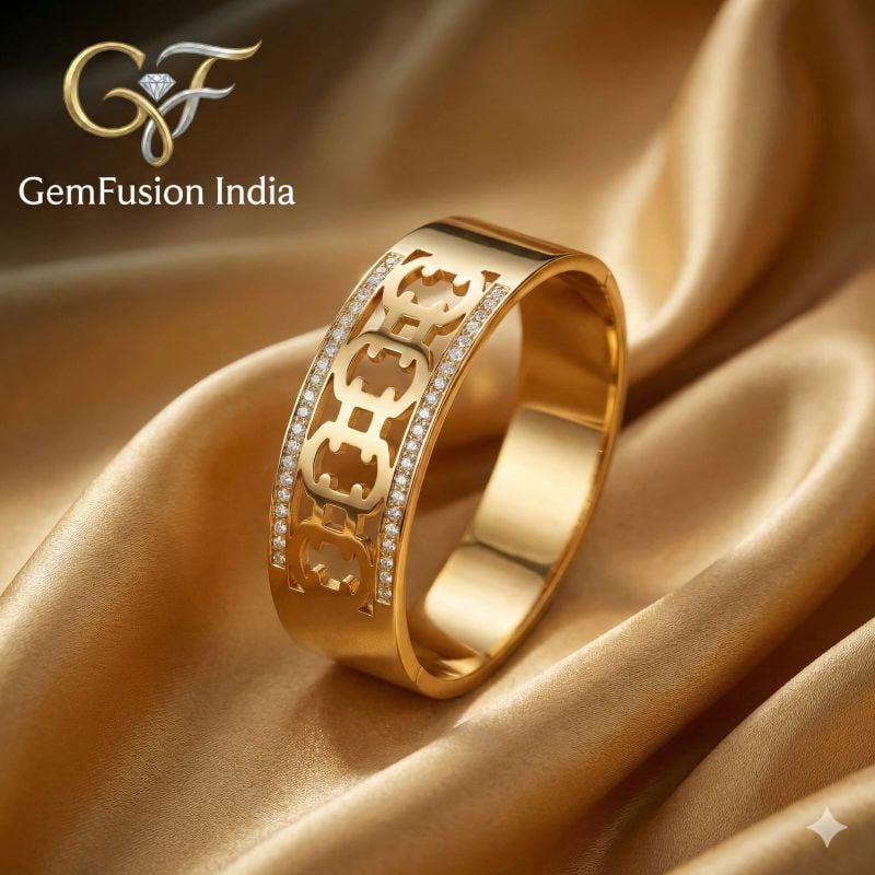 Anti Tarnish Jewellery, 18K Gold Plated Stainless Steel Openable Crystal Bracelet for Women Stylish-B002