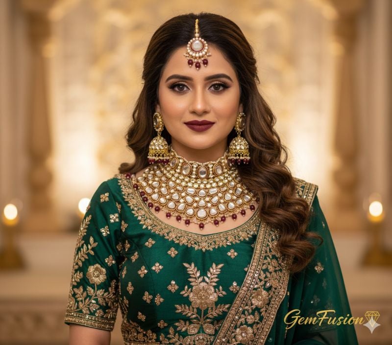 Trditional Gold Plated Kundan Ethnic Bridal Jewellery Set For Women-B004