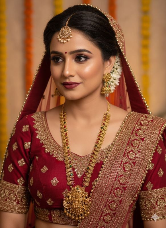 Gold Plated Traditional South Necklace Set-GP020