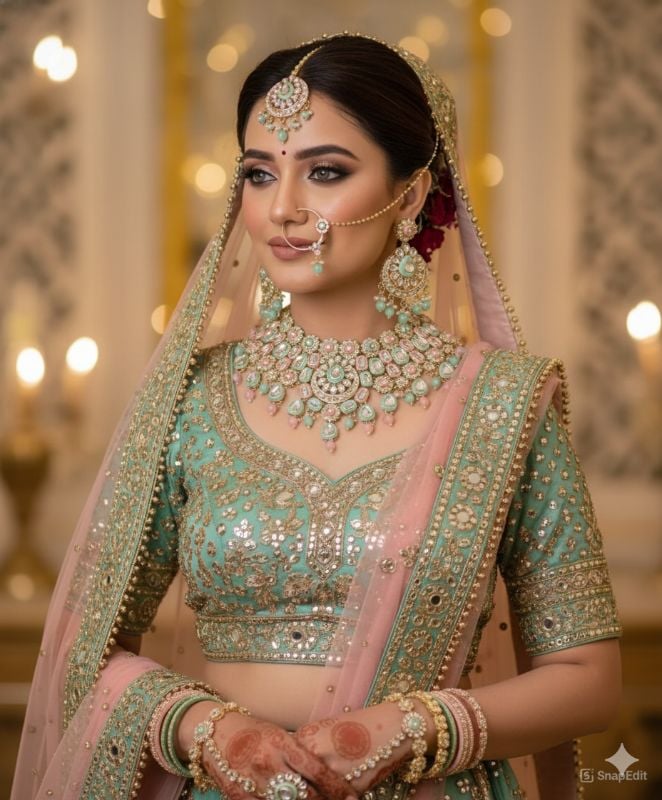 Latest Stylish Kundan Choker Wedding Party Traditional Bridal Necklace Jewellery Set For Women-B002