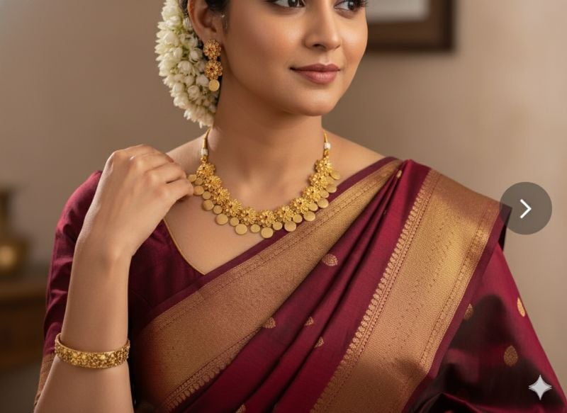 Gold Plated Traditional South Necklace Set-GP029