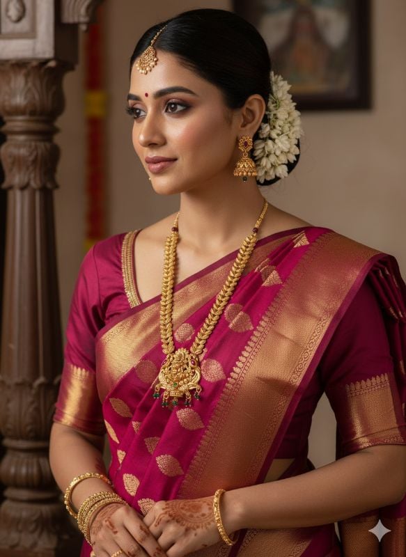 Gold Plated Traditional South Necklace Set-GP026