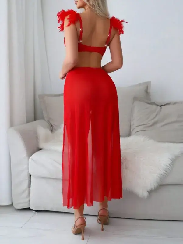 Conjunto de 3 piezas con adorno Parche De Plumas