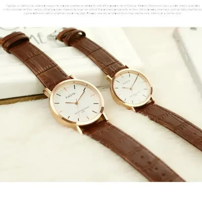 Stylish Unisex Analogue Couple Watches - 2 Pcs in Leather 001