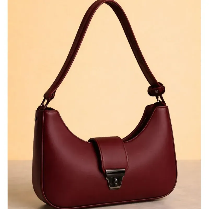 Women's PU Leather Plain Shoulder Bag010