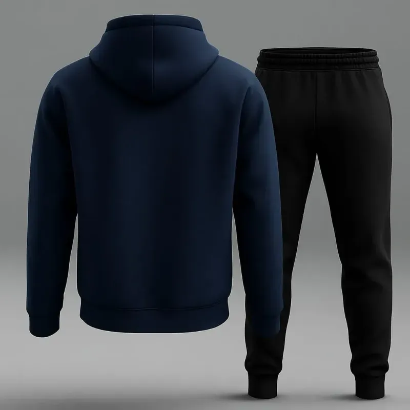 Contrast Navy Blue R Printed Hooded Tracksuit for Mens