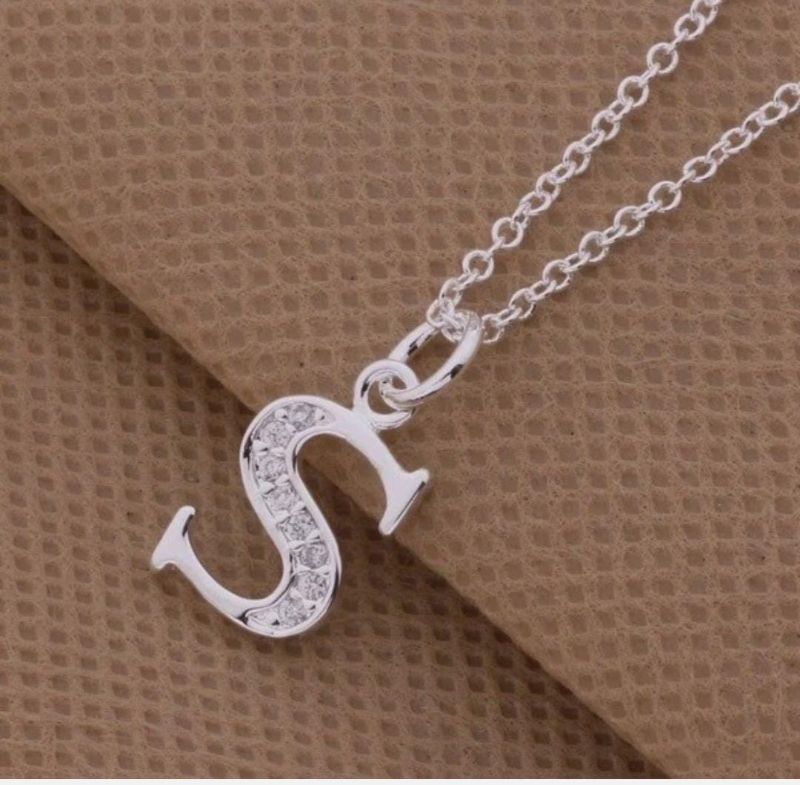 Silver Initial A-Z Letter Pendant Necklace