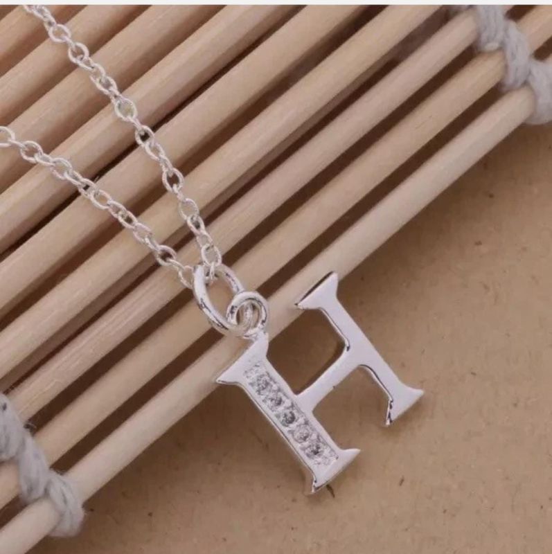 Silver Initial A-Z Letter Pendant Necklace
