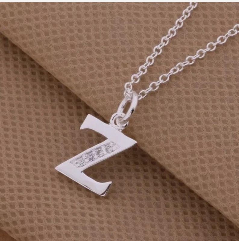 Silver Initial A-Z Letter Pendant Necklace