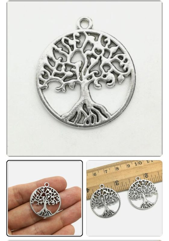 Tree Trunk Antique Silver Charms Pendant with chain DIY Jewelry Findings 28*25mm
