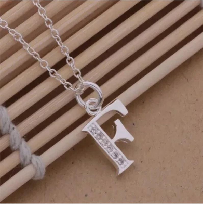 Silver Initial A-Z Letter Pendant Necklace