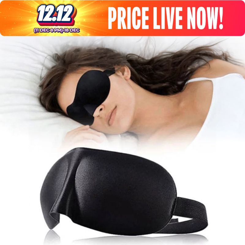 Comfortable 3D Sleeping Eye Mask - Soft & Relaxing Sleep Aid - Black