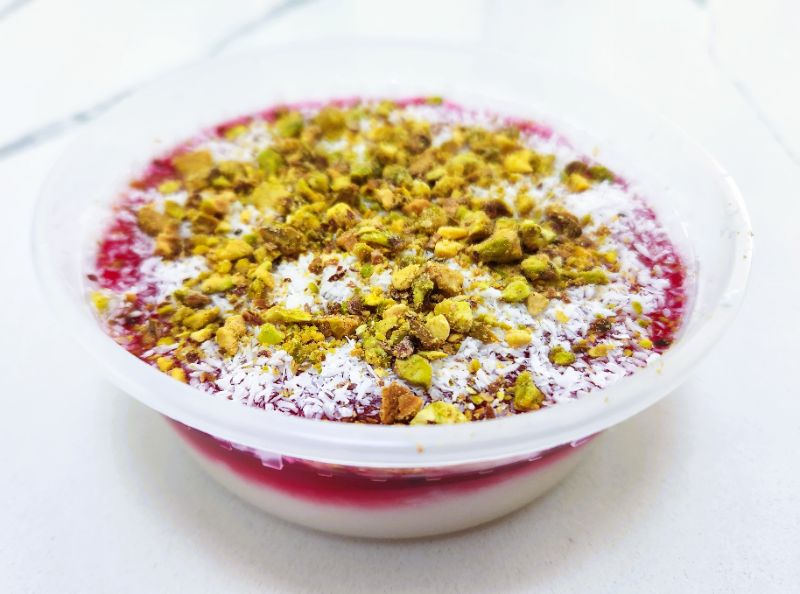 Creamy Malabi with Pistachio Topping
