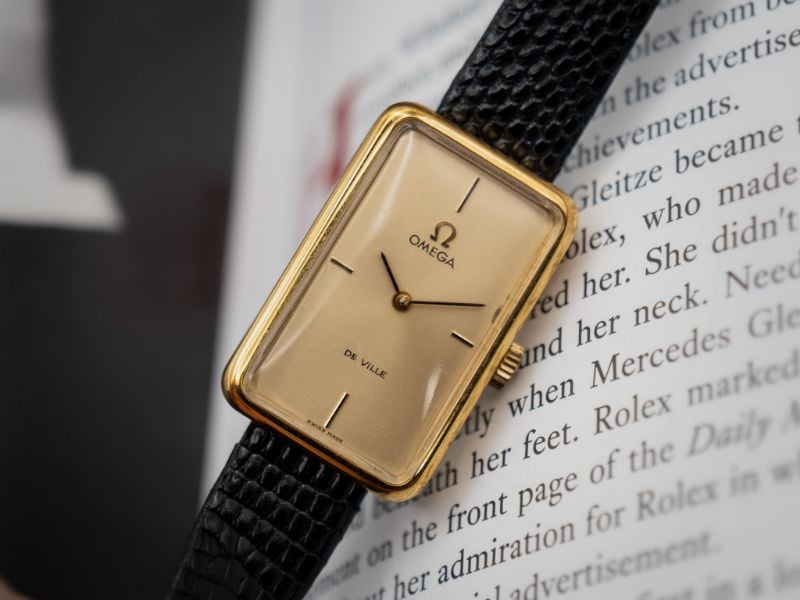 VINTAGE OMEGA DE VILLE MANUAL WINDING TANK WATCH | GOLD PLATED