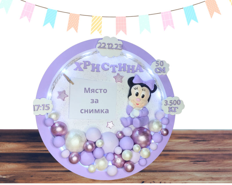 Кръгло персонализирано кръгло пано с Мини Маус