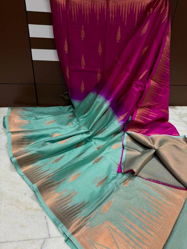 Double shaded weaving buts saree