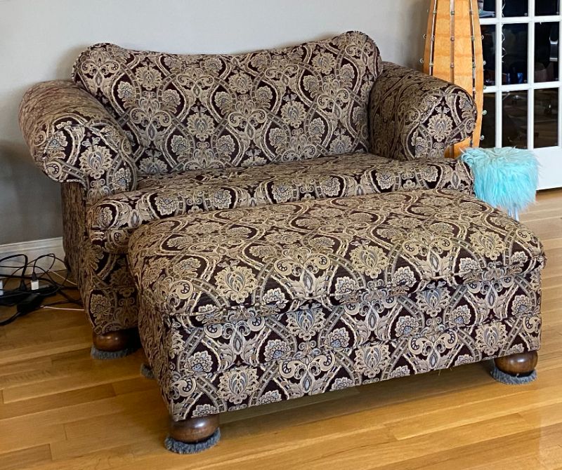 Oversized La-Z-Boy Chair & a Half w/ Ottoman with Twin Size Sleeper Bed