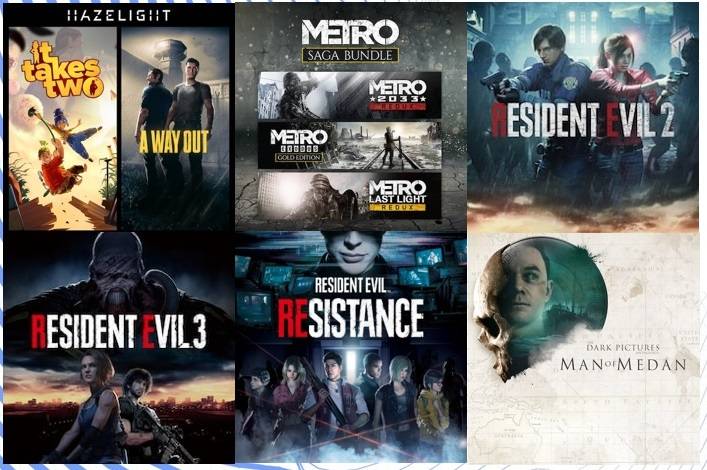 Metro: Last Light Redux - Metro 2033 Redux - Metro Exodus - It Takes Two - A Way Out - Resident Evil Resistance - Resident Evil 2 - Resident Evil 3 - The Dark Pictures Anthology: Man of Medan (For Rent)