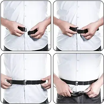 Adjustable Shirt Garter Clamps Belt - Non-Slip Locking Strap Belt - Wrinkle-Proof Shirt Holder For Men And Women (Black, Nylon, Pack Of 1 Pcs)