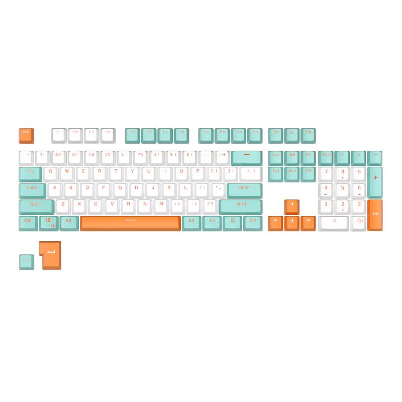 PBT Shine-Through Keycaps - Orange, Cyan & White