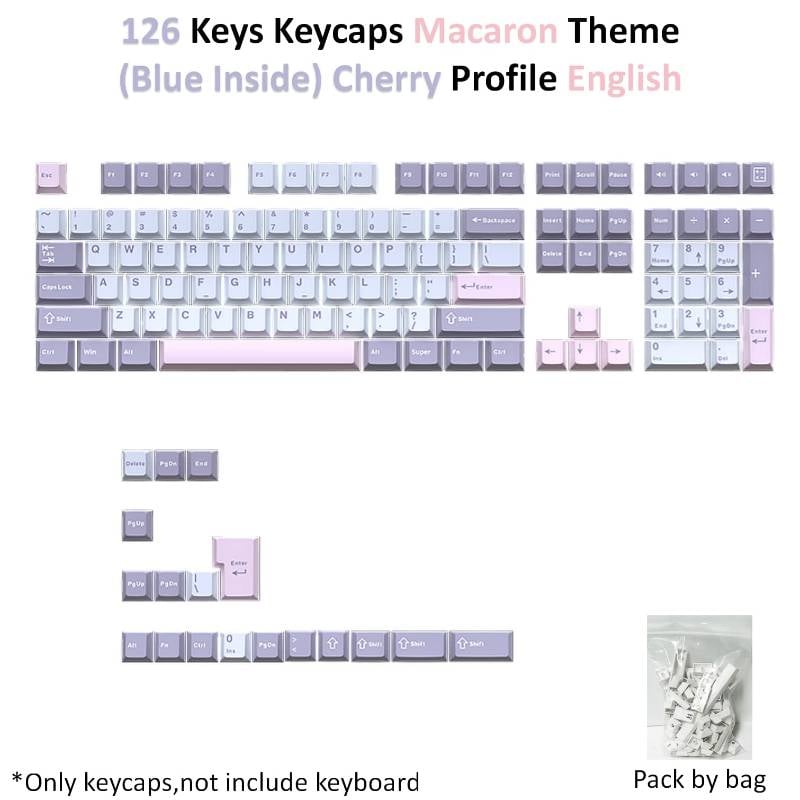 126 Keys PBT Keycaps - Macaron (Blue inside)