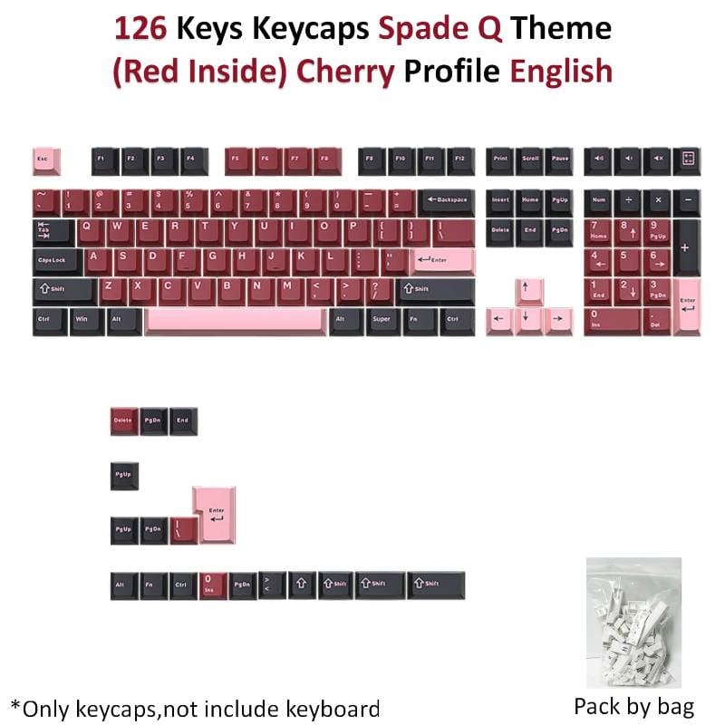 126 Keys PBT Keycaps - Sqade Q (Red inside)