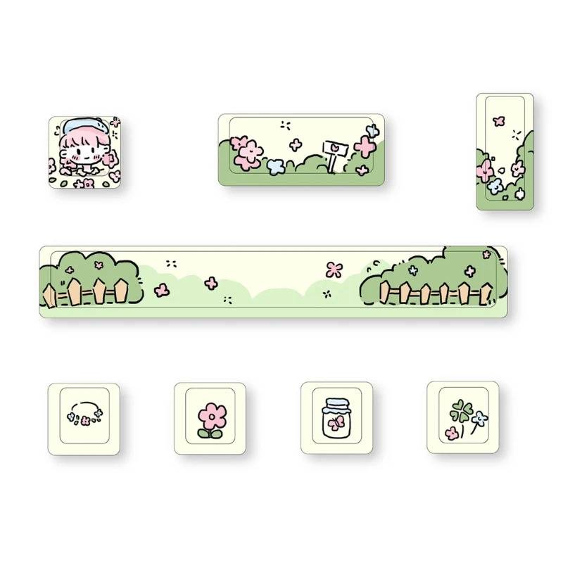 PBT 8pcs Set With Spacebar- Spring Flower