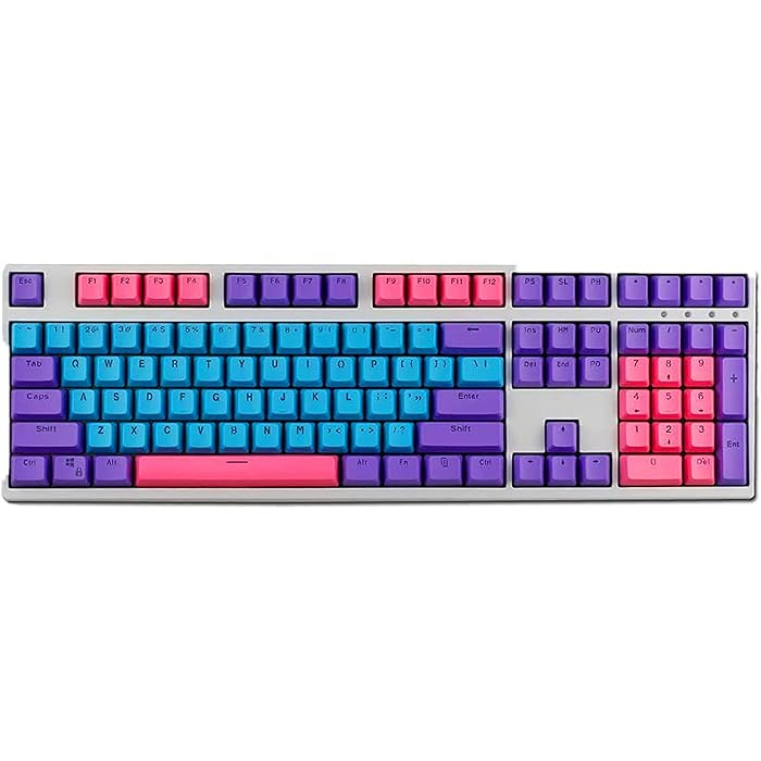 PBT Shine-Through Keycaps - Purple, Magenta & Blue