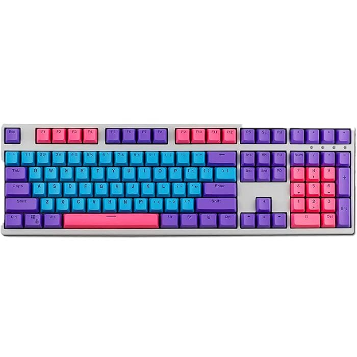 PBT Shine-Through Keycaps -  Purple, Magenta & Blue