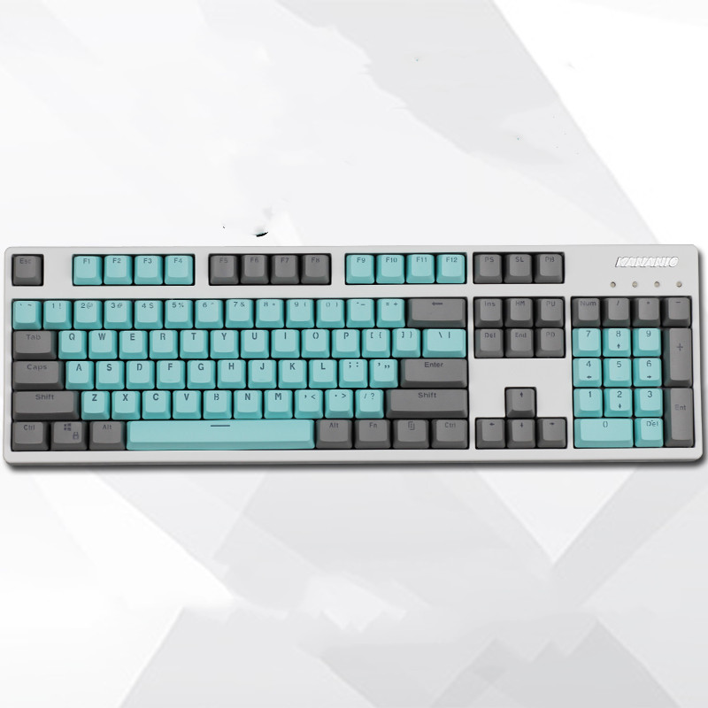 PBT Shine-Through Keycaps -  Dark Gray on Teal