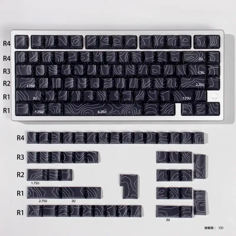 131Keys Topographic Keycaps Cherry - Black