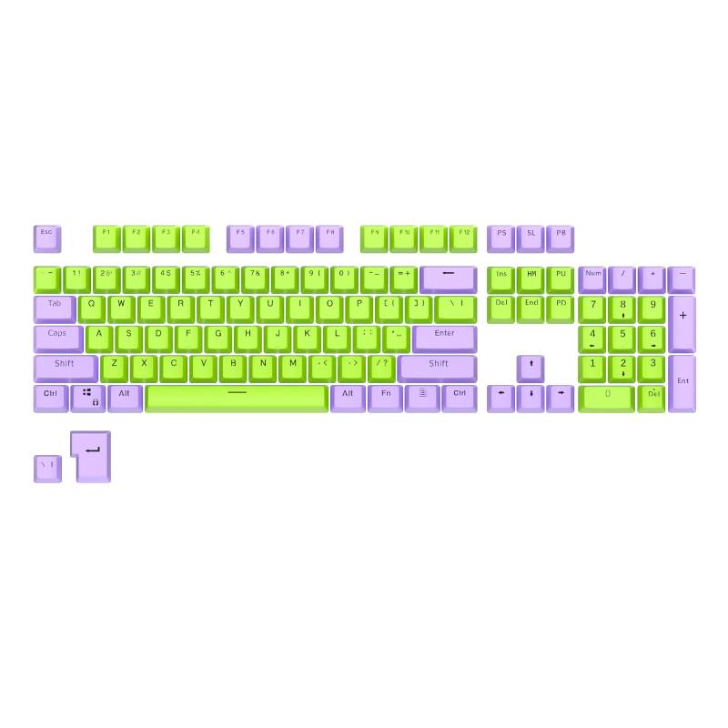 PBT Shine-Through Keycaps -  Purple on Green