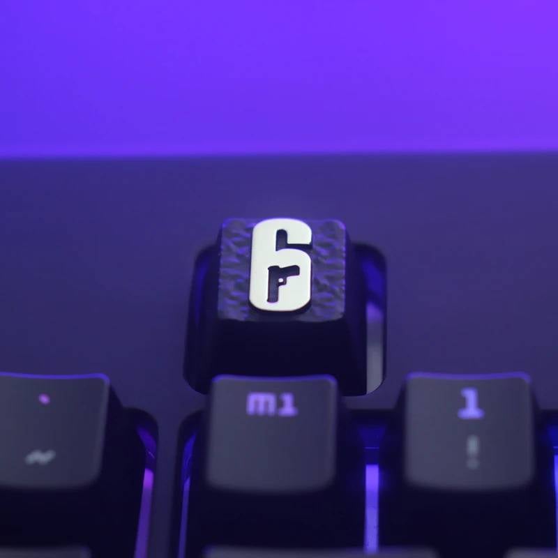 Zinc-plated Aluminum Artisan R4 Keycaps - Rainbow Six Siege