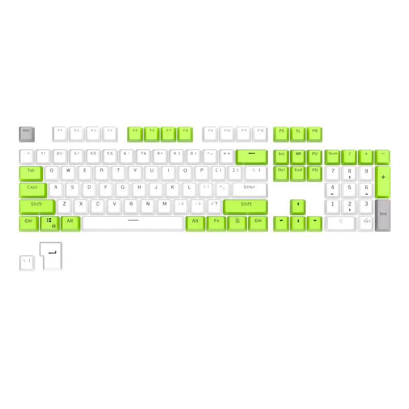 PBT Shine-Through Keycaps -  Green on White