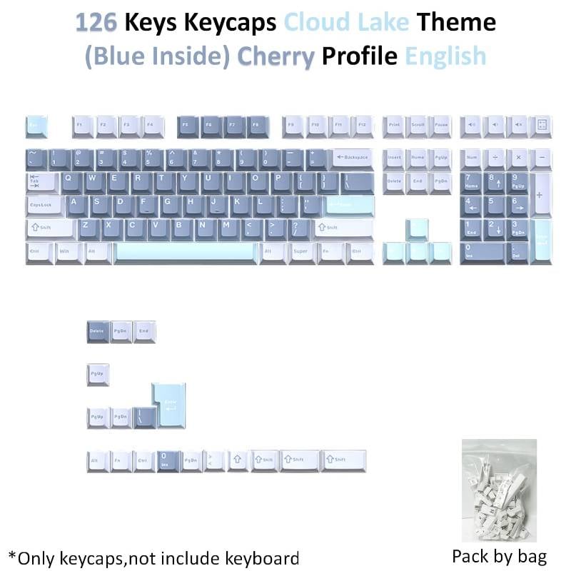 126 Keys PBT Keycaps - Cloud Lake (Blue inside)