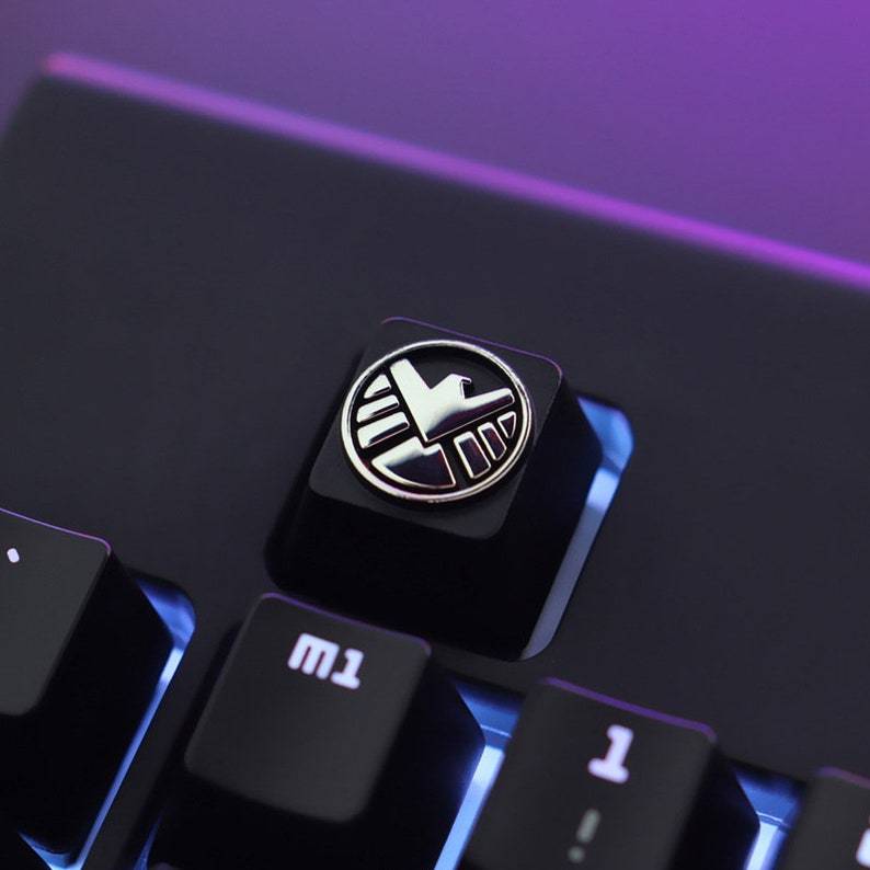 Zinc-plated Aluminum Artisan R4 Keycaps - S.H.I.E.L.D.