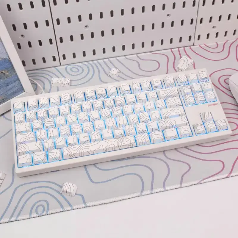 131Keys Topographic Keycaps Cherry - White