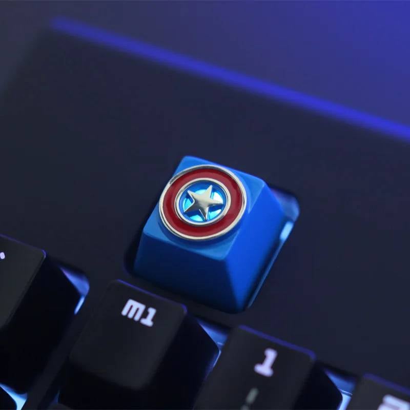 Zinc-plated Aluminum Artisan R4 Keycaps - Captain America Shield