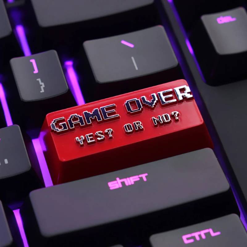 Zinc-plated Aluminum Artisan ENTER Keycaps - Game Over - RED