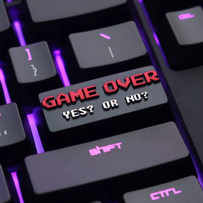 Zinc-plated Aluminum Artisan ENTER Keycaps - Game Over - Black