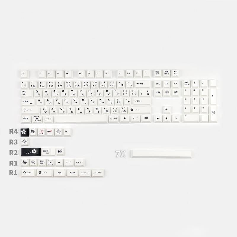 Minimalist White Keycaps 125 Keys - JP - Cherry