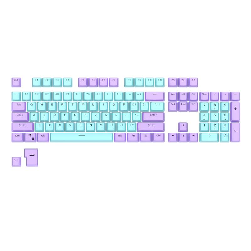 PBT Shine-Through Keycaps -  Purple on Blue