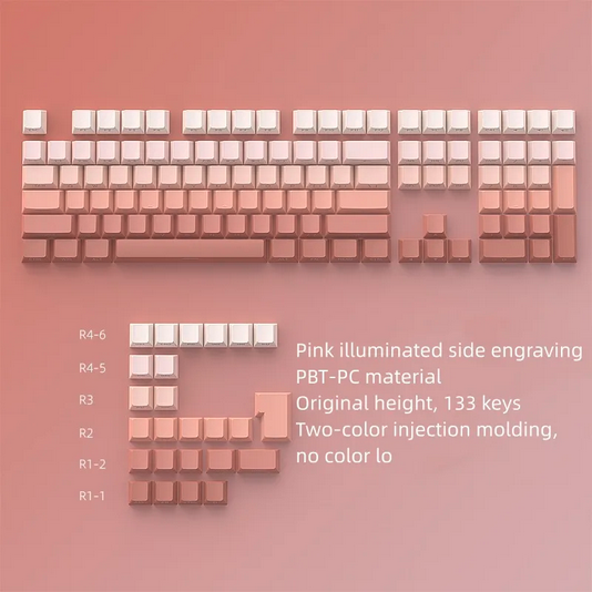 135 KEys Gradient Side Engraved Keycaps - Light Pink