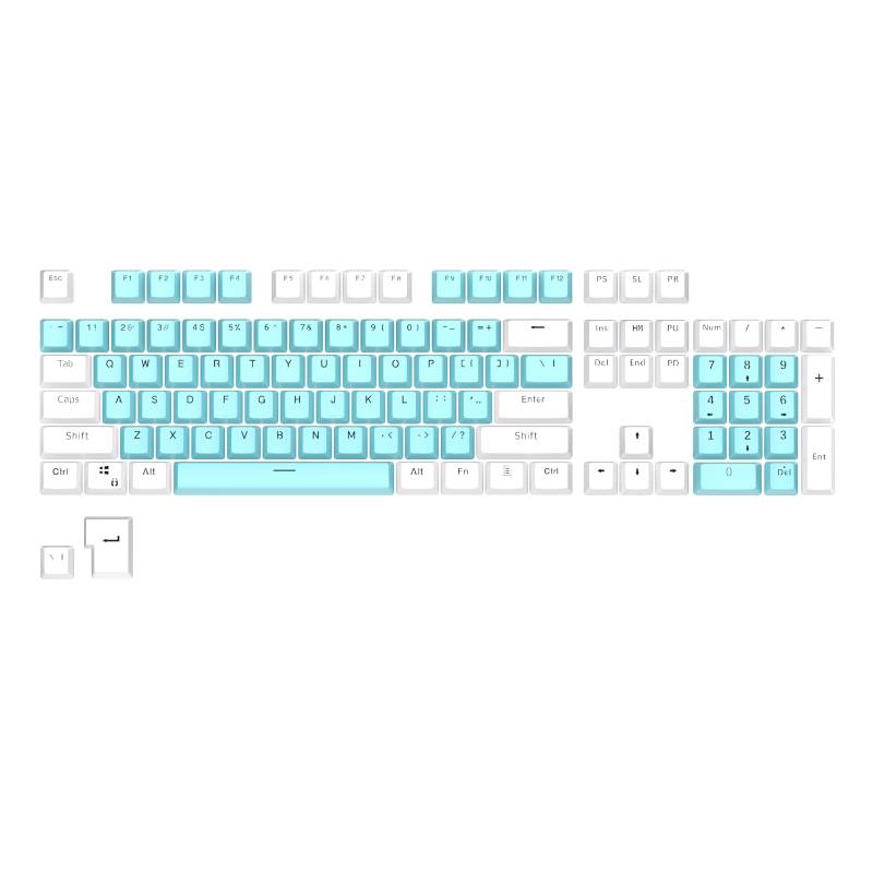 PBT Shine-Through Keycaps -  White on Blue