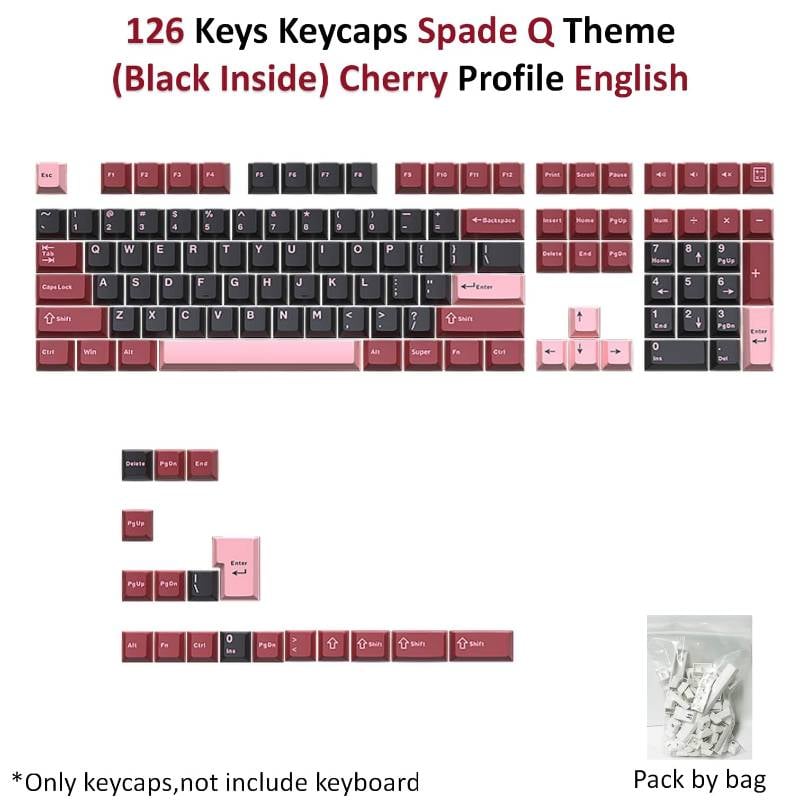 126 Keys PBT Keycaps - Sqade Q (Black inside)