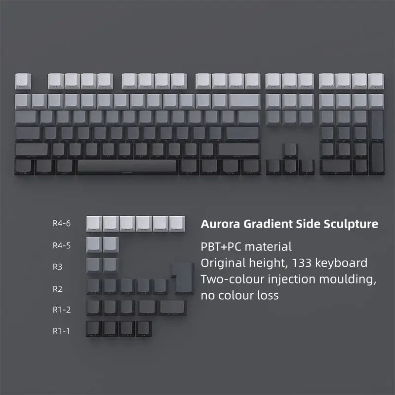 133 KEys Gradient Side Engraved Keycaps - Grey