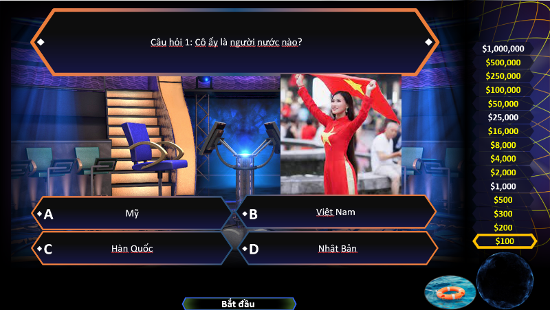 Trò chơi: Ai là triệu phú? (Game học Tiếng Việt)