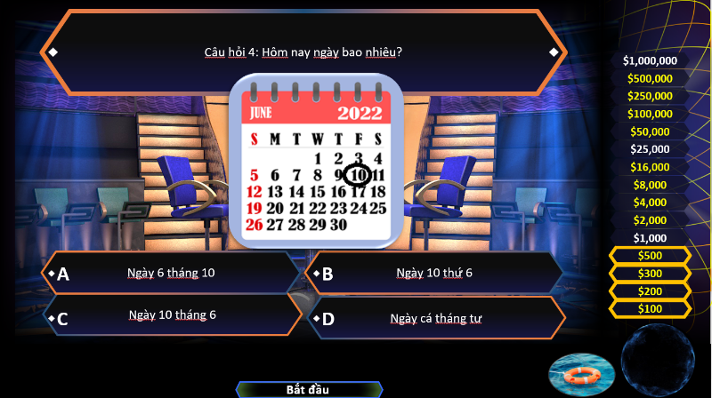 Trò chơi: Ai là triệu phú? (Game học Tiếng Việt)