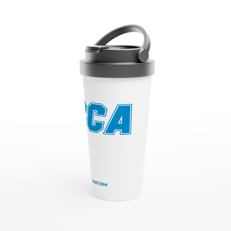 White 15oz Steel Travel Mug - CCA MaFiRM